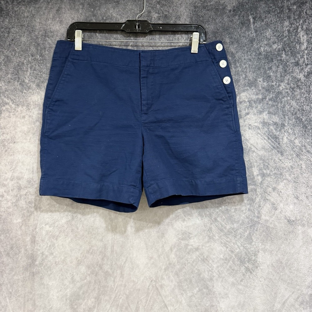 lauren ralph lauren Women's Navy Blue Sailor Shorts Flat Front Side Buttons S-8
